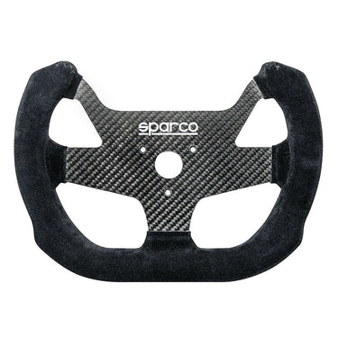 Sparco F10C carbon fiber steering wheel with black rim and 'sparco' branding on a white background